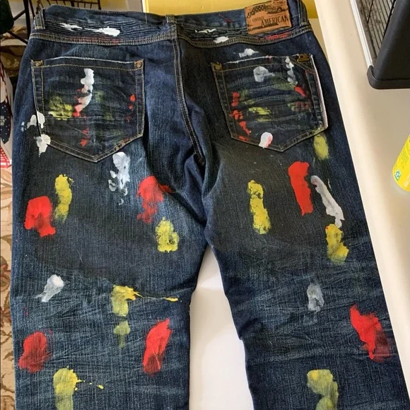 Vintage Americana Painted Zipper Jeans